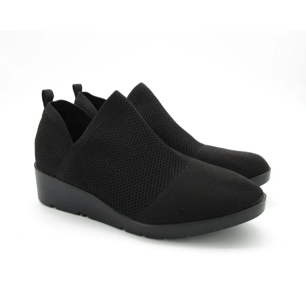 Taryn Rose Kabe Knit Wedge Ankle Booties Black Comfort‎ Shoes Womens Size 9